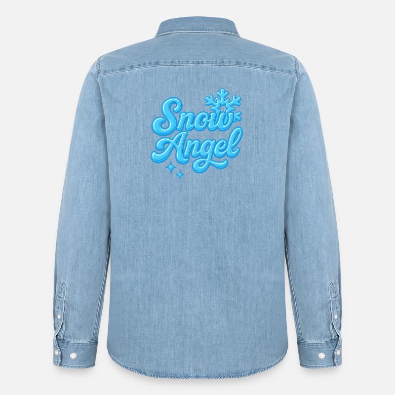 snow angle / y2k statement design  - Männer Jeanshemd Organic von Stanley/Stella - verwaschenes Hellblau