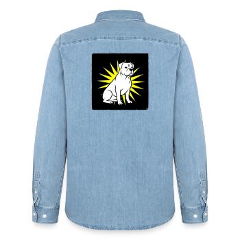 Cooler Hund im Punk Rock & Pop Art Stil - Männer Jeanshemd Organic von Stanley/Stella - verwaschenes Hellblau - Hinten - AI Model Male 185 light (185cm)
