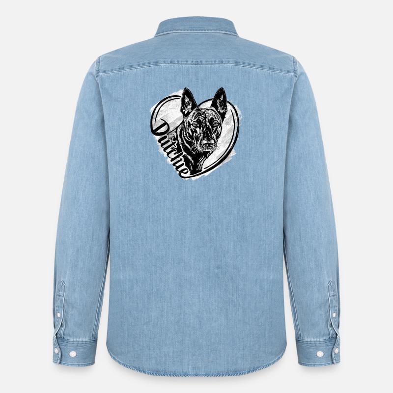 Dutch Shepherd – Dutchie - Männer Jeanshemd Organic von Stanley/Stella - verwaschenes Hellblau