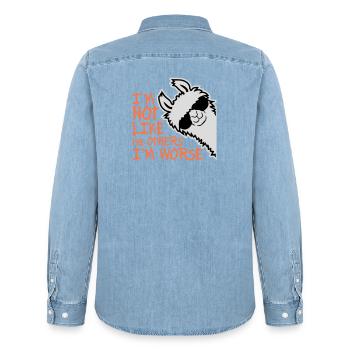 Lunettes de soleil Lama Pas Comme les Autres, Je suis Pire - Chemise en denim homme bio Stanley/Stella - bleu clair délavé - Dos - AI Model Male 185 light (185cm)