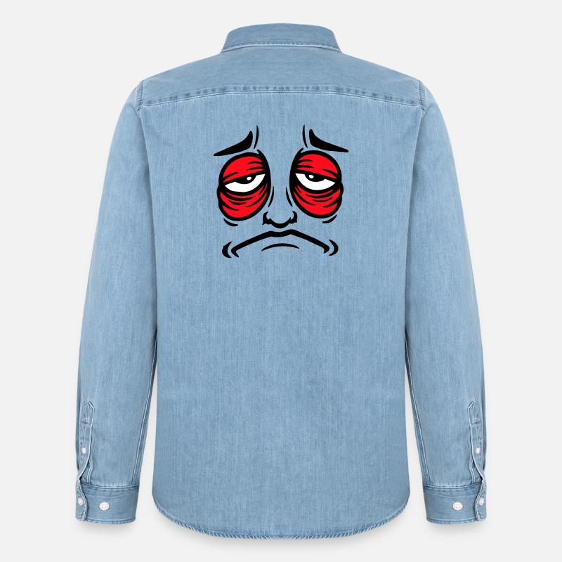 Grumpy sad disappointed face funny - Men’s Organic Denim Shirt by Stanley/Stella - light wash