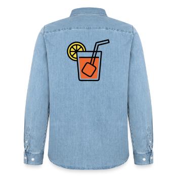 Summer Cocktail Orange Aperitivo Girls' Vacation - Men’s Organic Denim Shirt by Stanley/Stella - light wash - Back - AI Model Male 185 light (185cm)