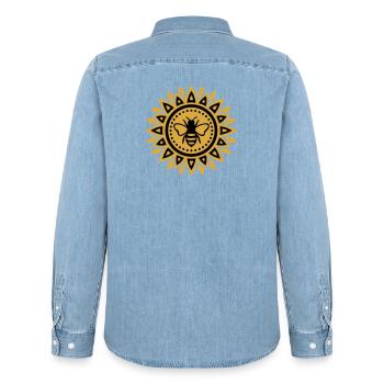 Abeilles d’apiculture Bohèmes Bohèmes de Mandala Bee - Chemise en denim homme bio Stanley/Stella - bleu clair délavé - Dos - AI Model Male 185 light (185cm)