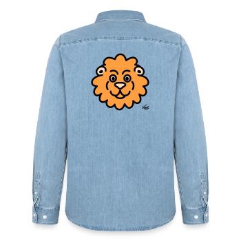 Lion Large - Men’s Organic Denim Shirt by Stanley/Stella - light wash - Back - AI Model Male 185 light (185cm)