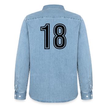 Symbole numérique 18 - Chemise en denim homme bio Stanley/Stella - bleu clair délavé - Dos - AI Model Male 185 light (185cm)