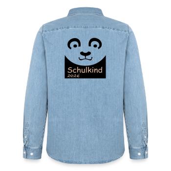 Schulkind 2026 - Männer Jeanshemd Organic von Stanley/Stella - verwaschenes Hellblau - Hinten - AI Model Male 185 light (185cm)