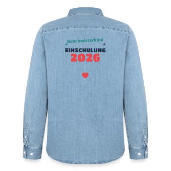 Einschulung 2026 Familie - Schulkind Geschenk Schu - Männer Jeanshemd Organic von Stanley/Stella - verwaschenes Hellblau - Hinten - AI Model Male 185 light (185cm)
