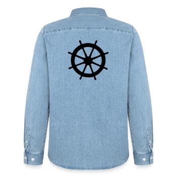 Steuer Steuerrad Segeln Segelboot Segler - Männer Jeanshemd Organic von Stanley/Stella - verwaschenes Hellblau - Hinten - AI Model Male 185 light (185cm)