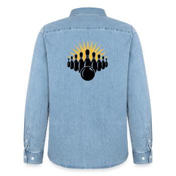 jeu de quilles - Chemise en denim homme bio Stanley/Stella - bleu clair délavé - Dos - AI Model Male 185 light (185cm)
