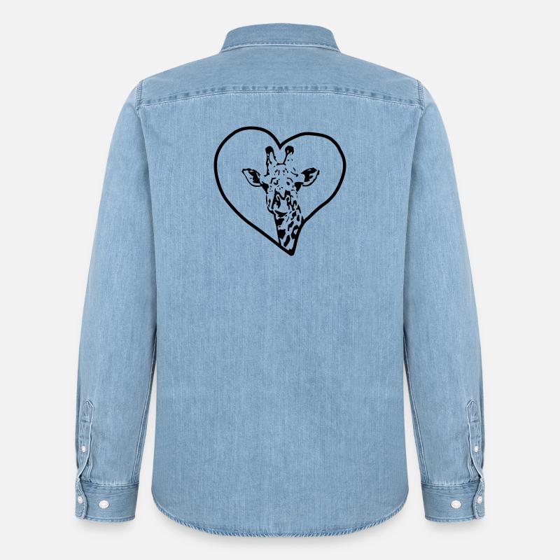 Giraffe herz - Männer Jeanshemd Organic von Stanley/Stella - verwaschenes Hellblau
