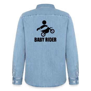 Baby Rider  - Männer Jeanshemd Organic von Stanley/Stella - verwaschenes Hellblau - Hinten - AI Model Male 185 light (185cm)