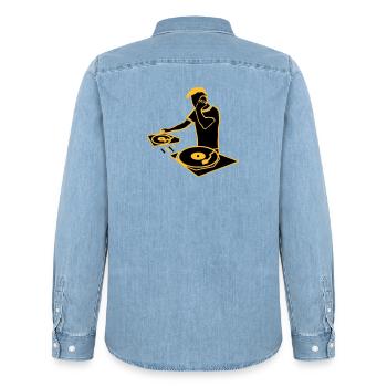 dj_2 - Männer Jeanshemd Organic von Stanley/Stella - verwaschenes Hellblau - Hinten - AI Model Male 185 light (185cm)