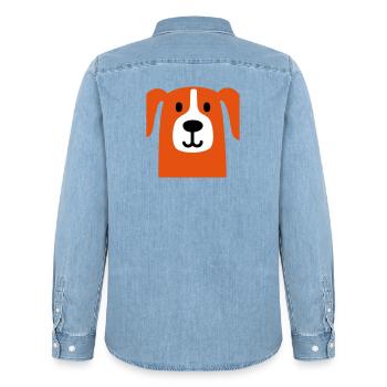 Chien mignon - Chemise en denim homme bio Stanley/Stella - bleu clair délavé - Dos - AI Model Male 185 light (185cm)
