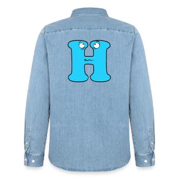 H - Männer Jeanshemd Organic von Stanley/Stella - verwaschenes Hellblau - Hinten - AI Model Male 185 light (185cm)