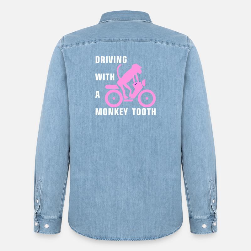 Driving with a monkey tooth - Affenzahn - Männer Jeanshemd Organic von Stanley/Stella - verwaschenes Hellblau