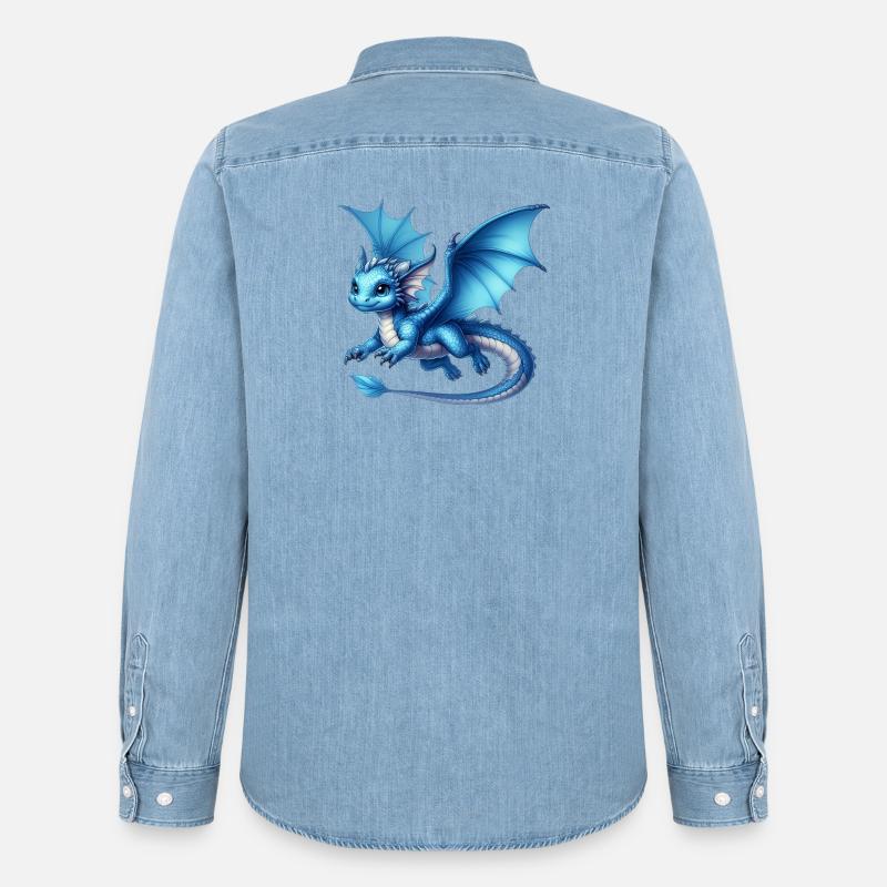 Drache - Männer Jeanshemd Organic von Stanley/Stella - verwaschenes Hellblau