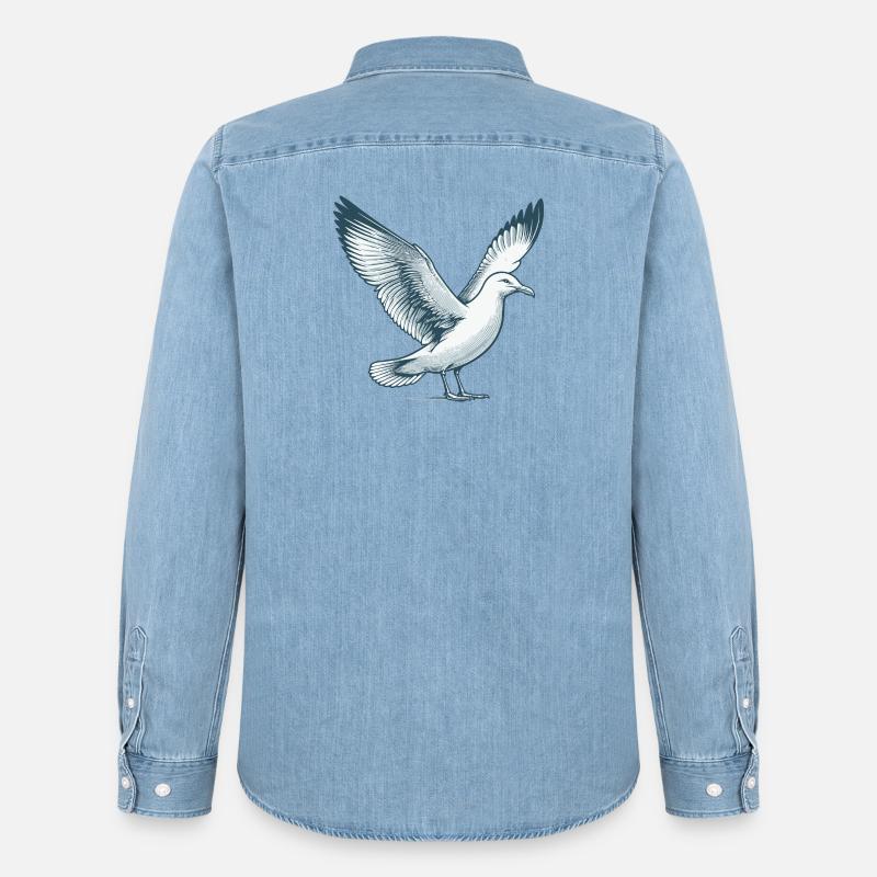 Möwe - Männer Jeanshemd Organic von Stanley/Stella - verwaschenes Hellblau