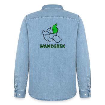 Wandsbek, un quartier de Hambourg - Chemise en denim homme bio Stanley/Stella - bleu clair délavé - Dos - AI Model Male 185 light (185cm)