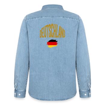 Germany - Men’s Organic Denim Shirt by Stanley/Stella - light wash - Back - AI Model Male 185 light (185cm)