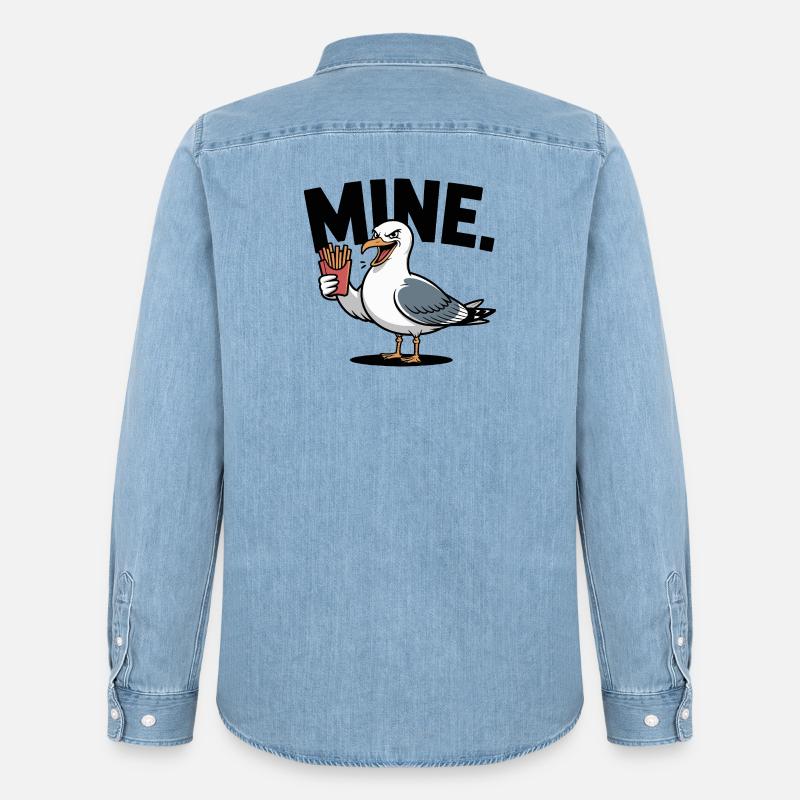 Grumpy Seagull mit Pommes - Männer Jeanshemd Organic von Stanley/Stella - verwaschenes Hellblau