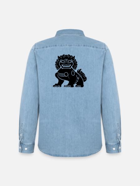 Chinesischer Löwe - Männer Jeanshemd Organic von Stanley/Stella - verwaschenes Hellblau