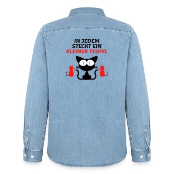 Chat - Chemise en denim homme bio Stanley/Stella - bleu clair délavé - Dos - AI Model Male 185 light (185cm)