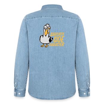 Crazy Seagull Sarcastic Side Character Funny - Men’s Organic Denim Shirt by Stanley/Stella - light wash - Back - AI Model Male 185 light (185cm)