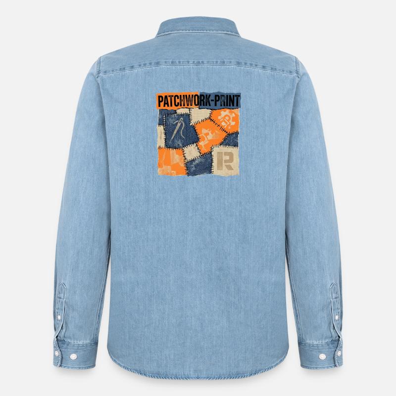 Recyclage patchwork - Chemise en denim homme bio Stanley/Stella - bleu clair délavé