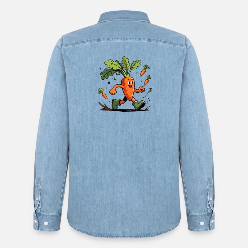 Spaßiger dynamischer Karottengärtner - Männer Jeanshemd Organic von Stanley/Stella - verwaschenes Hellblau