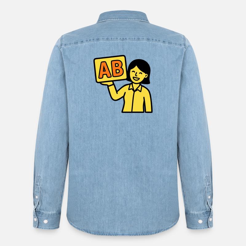 Teacher Elementary School ABC Vector - Men’s Organic Denim Shirt by Stanley/Stella - light wash