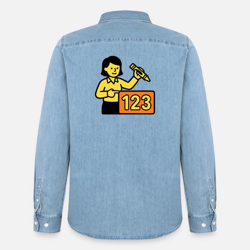 Lehrerin Mathe 123 Schule - Männer Jeanshemd Organic von Stanley/Stella - verwaschenes Hellblau