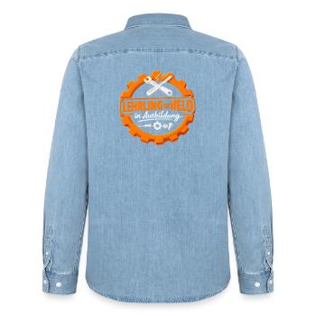 Lehrlinge sind Helden in Ausbildung - Männer Jeanshemd Organic von Stanley/Stella - verwaschenes Hellblau - Hinten - AI Model Male 185 light (185cm)
