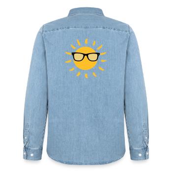 Sommer / Urlaub / Strand / Sonne - Männer Jeanshemd Organic von Stanley/Stella - verwaschenes Hellblau - Hinten - AI Model Male 185 light (185cm)