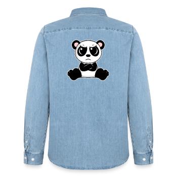 Le panda mignon est agacé - Chemise en denim homme bio Stanley/Stella - bleu clair délavé - Dos - AI Model Male 185 light (185cm)