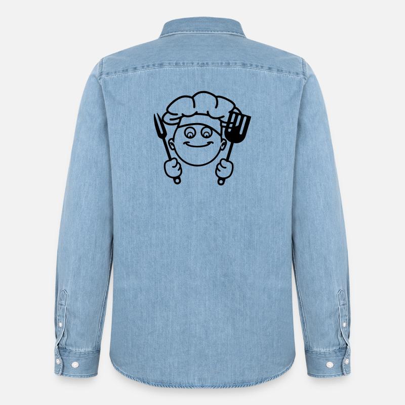BBQ kochen - Männer Jeanshemd Organic von Stanley/Stella - verwaschenes Hellblau