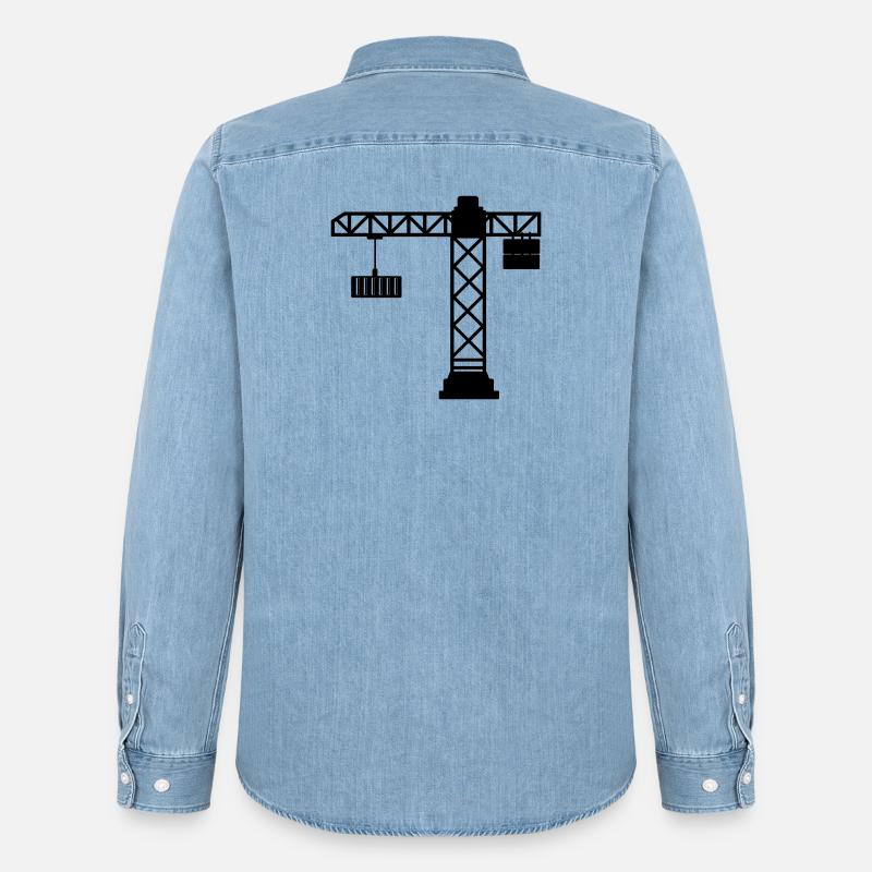 Kran mit Seecontainer - Männer Jeanshemd Organic von Stanley/Stella - verwaschenes Hellblau