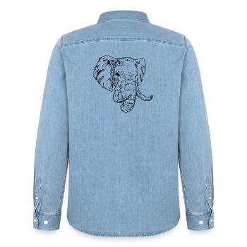 Elefant - Männer Jeanshemd Organic von Stanley/Stella - verwaschenes Hellblau - Hinten - AI Model Male 185 light (185cm)