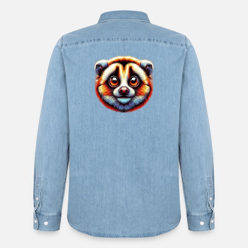 Lori Lento Slow Loris - Männer Jeanshemd Organic von Stanley/Stella - verwaschenes Hellblau