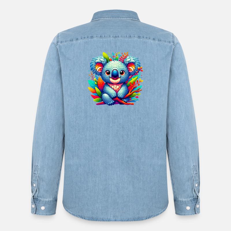 Koala - Männer Jeanshemd Organic von Stanley/Stella - verwaschenes Hellblau
