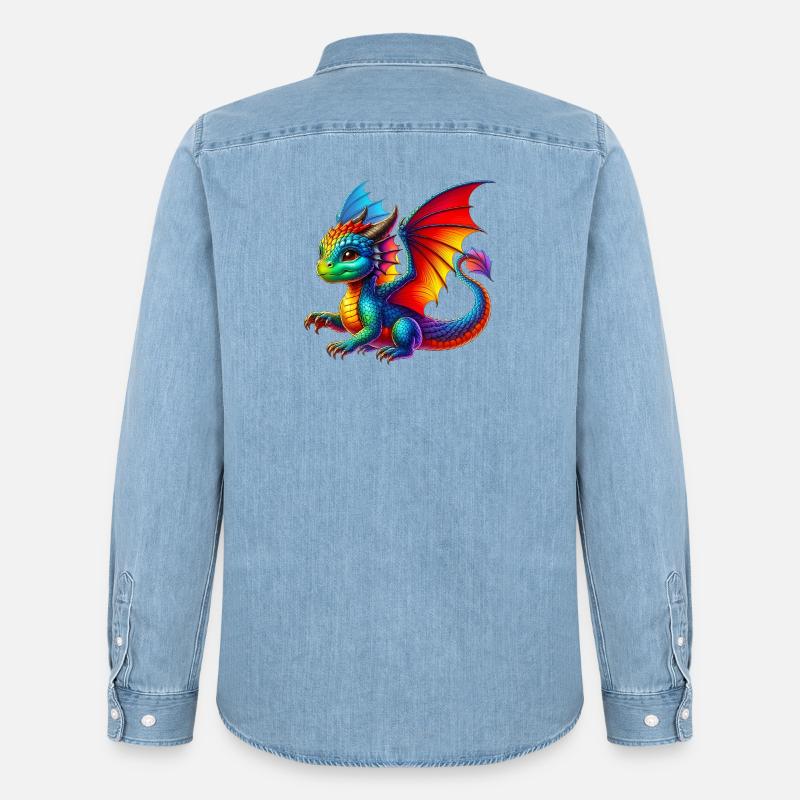 Drache - Männer Jeanshemd Organic von Stanley/Stella - verwaschenes Hellblau