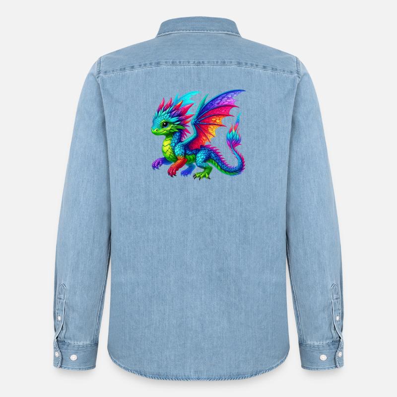 Drache - Männer Jeanshemd Organic von Stanley/Stella - verwaschenes Hellblau