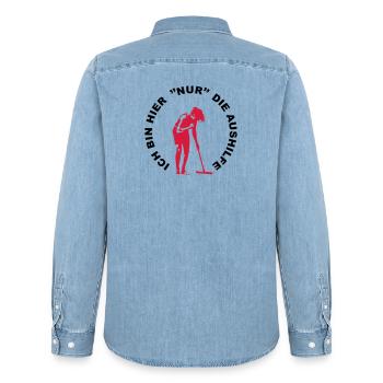 Frau beim Putzen Silhouette - Männer Jeanshemd Organic von Stanley/Stella - verwaschenes Hellblau - Hinten - AI Model Male 185 light (185cm)
