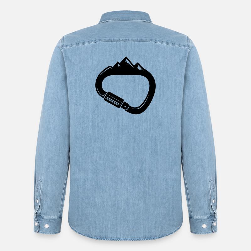 Karabiner und Berge – Einfach Klettern - Männer Jeanshemd Organic von Stanley/Stella - verwaschenes Hellblau