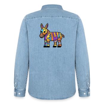Donkey Halloween Zombie - Men’s Organic Denim Shirt by Stanley/Stella - light wash - Back - AI Model Male 185 light (185cm)