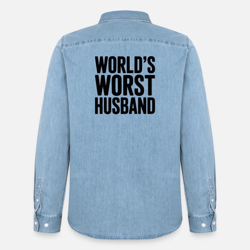 Der schlimmste Ehemann der Welt - Männer Jeanshemd Organic von Stanley/Stella - verwaschenes Hellblau