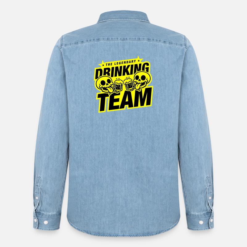 Drinking Team Skelett Bier - Männer Jeanshemd Organic von Stanley/Stella - verwaschenes Hellblau