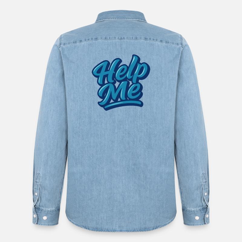 Hilfe Me Blau Script Logo - Männer Jeanshemd Organic von Stanley/Stella - verwaschenes Hellblau
