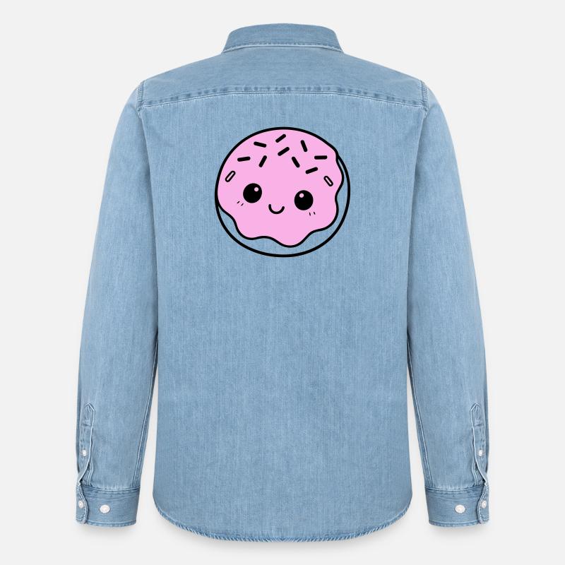 Donut Cute - Männer Jeanshemd Organic von Stanley/Stella - verwaschenes Hellblau