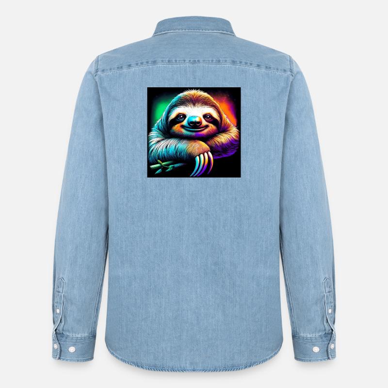 Faultier - Männer Jeanshemd Organic von Stanley/Stella - verwaschenes Hellblau