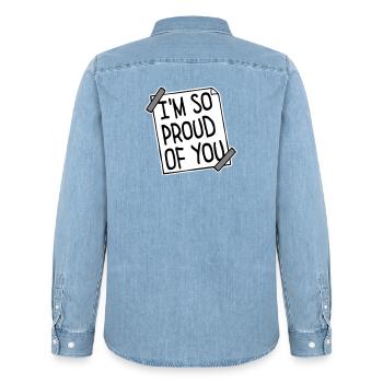Je suis tellement fier de toi pour t’encourager sincèrement à dire - Chemise en denim homme bio Stanley/Stella - bleu clair délavé - Dos - AI Model Male 185 light (185cm)